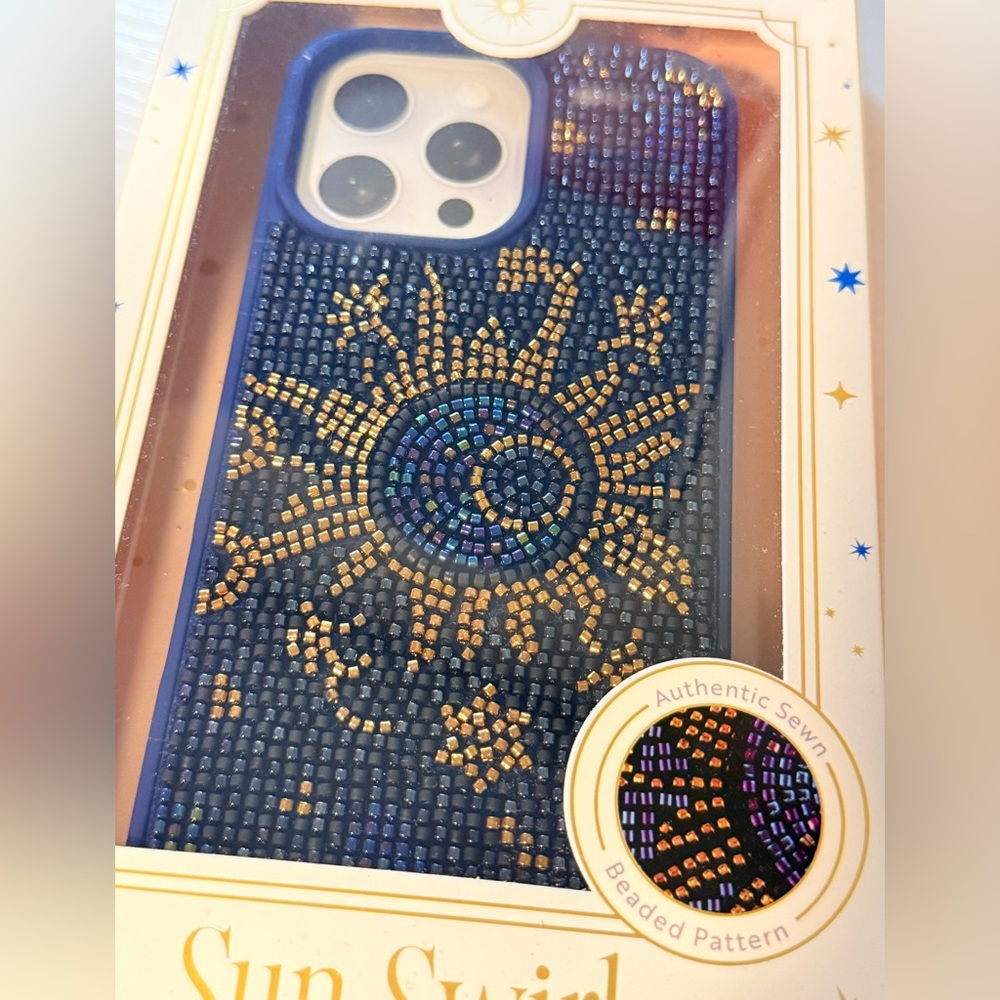 Sun Beaded iPhone 16 Pro Max Case with Gold Accents